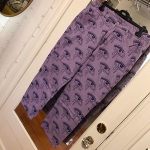 $16 or 2/$20 SHEIN high-waisted purple crying-eye print jeans size 3XL